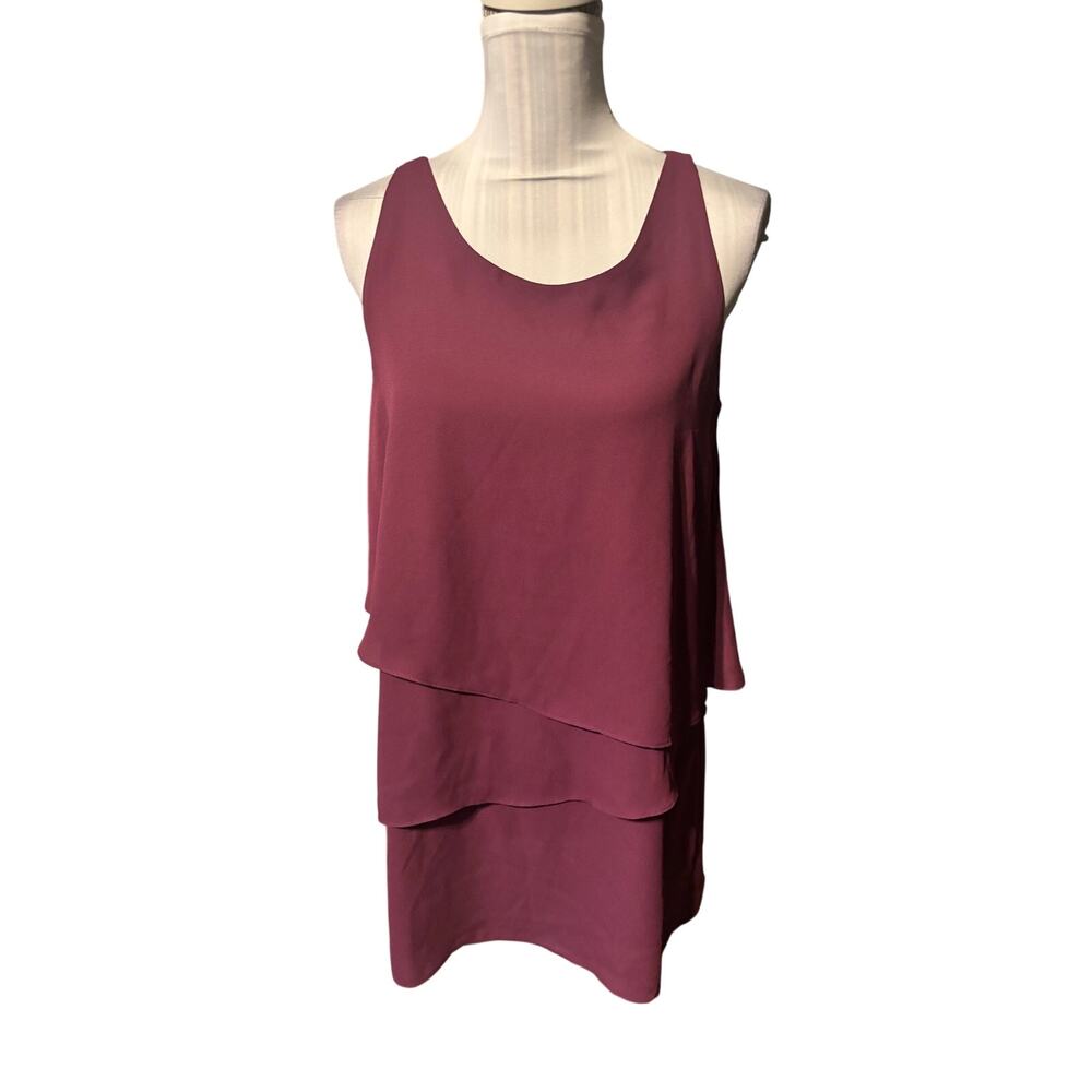 Chelsea 28 Wine Nina Leonard Sleeveless Tie Back Chiffon Float Dress Size S